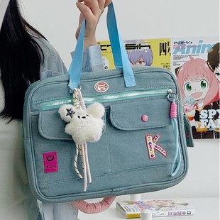 笔记本电脑包手提14寸女2025新款高颜值帆布单肩包适用macbookair/pro13.3联想华为内胆