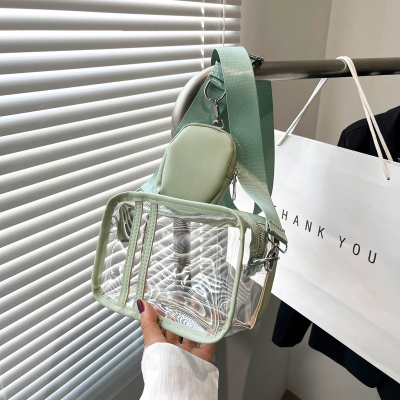 新款女包简约透明单肩包时尚斜挎包PU软皮质感沙滩休闲零钱包