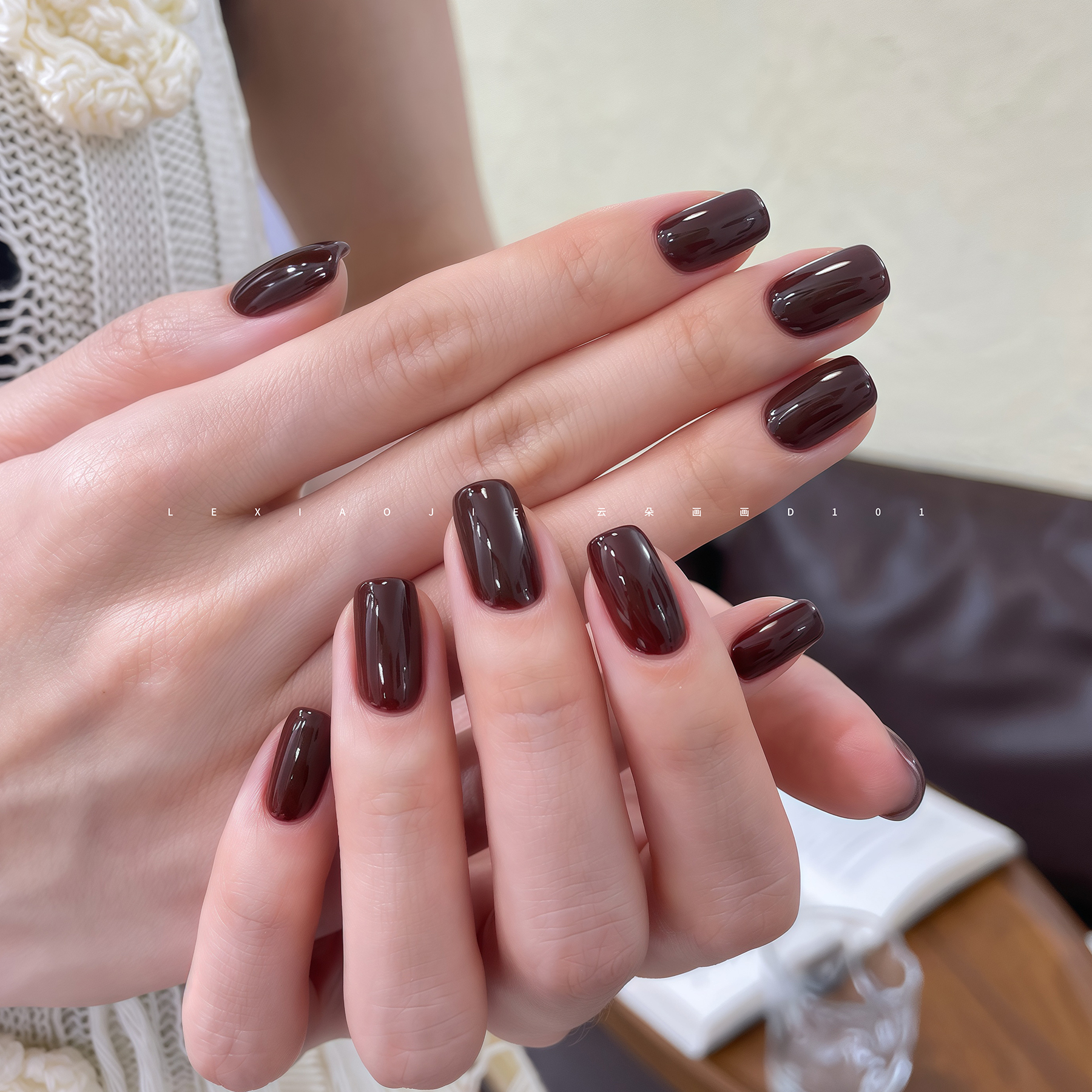 乐小姐云朵画画D101巧克力棕深焦糖红咖色光疗指甲油胶美甲店专用