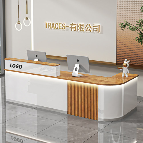 多层实木板吧台收银台可定制