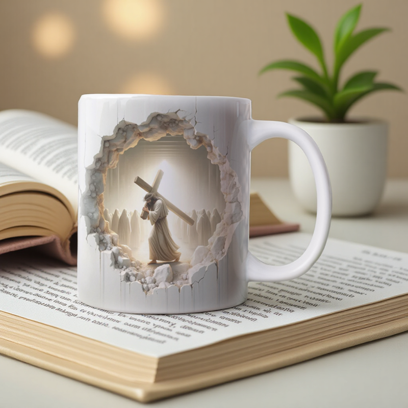 欧式古典文化陶瓷马克杯 背负枷锁的人图案办公室咖啡杯