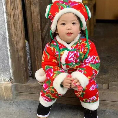 东北大花棉袄儿童手工套装宝宝
