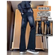 190加长渐变黑灰直筒牛仔裤 男 秋季 高个子美式 高街vibe复古微喇裤