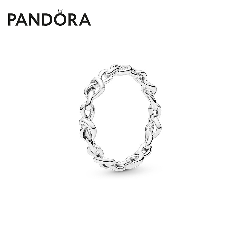 Pandora潘多拉官网心意交织925银198018情侣对戒男女戒指冷淡风