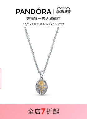 Pandora潘多拉爱意绽放项链套装玫瑰项链勋章复古古币美好寓意