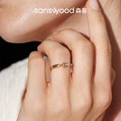 sanswood森吾 莫桑钻链条戒指女小众设计磨砂方钻指环 首尔记忆