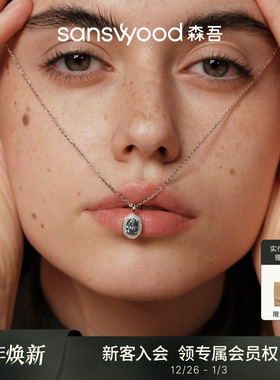 森吾1克拉蓝色莫桑钻项链