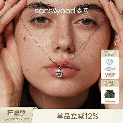 sanswood森吾《达西》高级感原色蓝调莫桑石项链女通勤气质锁骨链