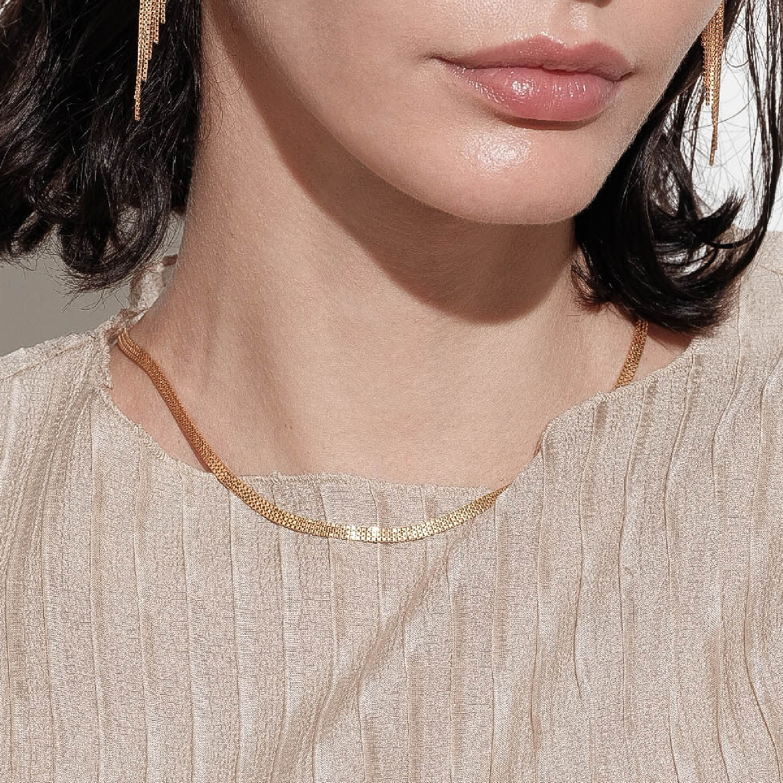 sanswood《梧桐香颂》简约百搭宽蛇骨项链女叠戴轻奢高级感锁骨链