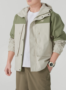 NEW BALANCE外套男2025秋季户外加绒连帽运动服梭织夹克AMJ51322