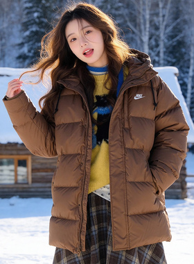 NIKE耐克男子运动休闲保暖中长款连帽保暖羽绒服女装外套男IB2974