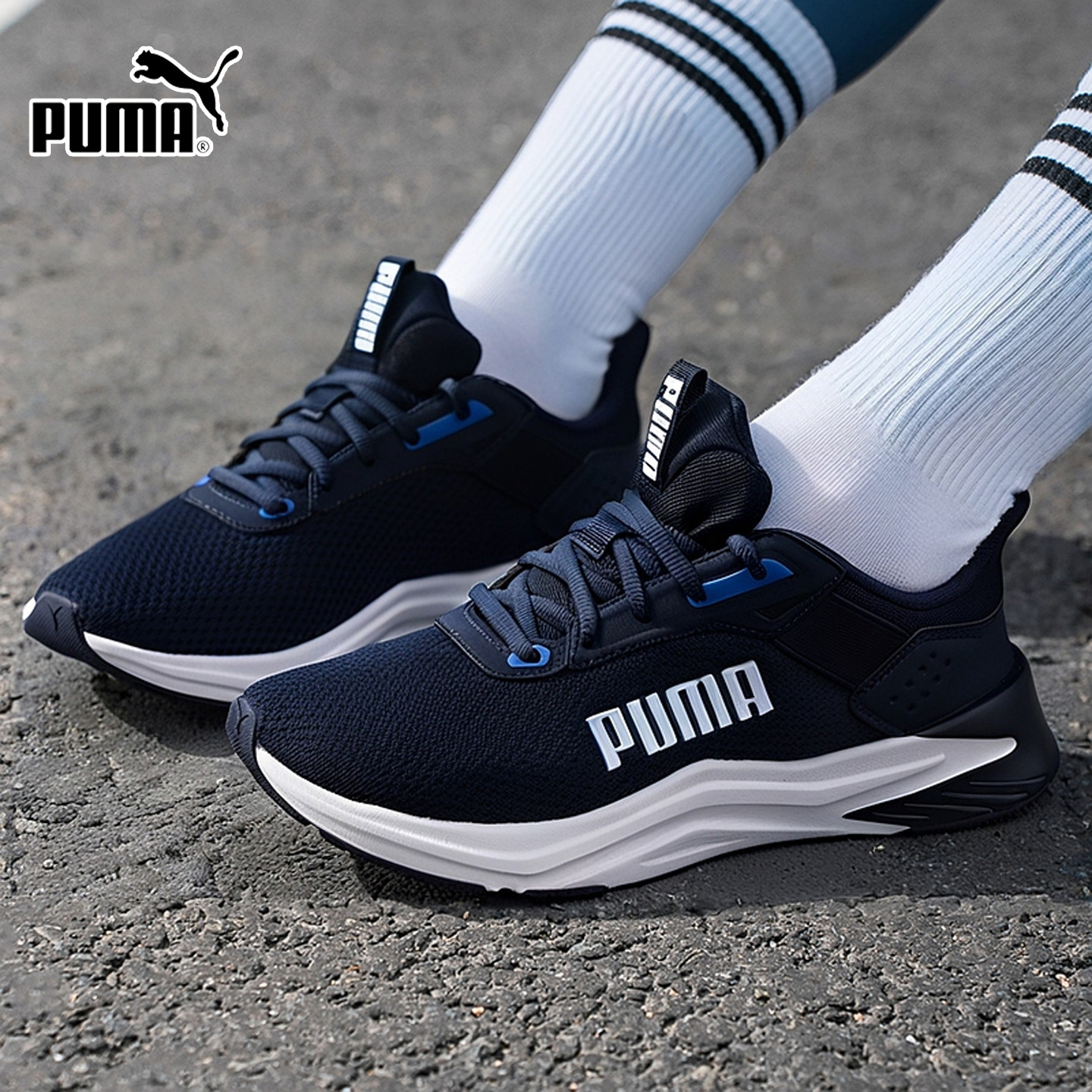 PUMA彪马男鞋女鞋2025冬季新款低帮网面跑步鞋蓝色运动鞋311095