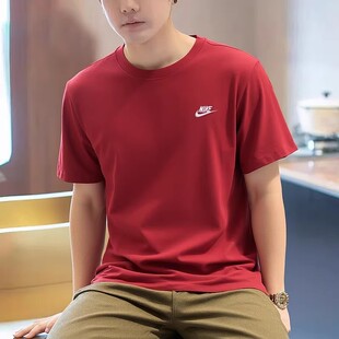 新跑步运动半袖 2026夏季 圆领休闲红色T恤AR4999 男士 NIKE耐克短袖
