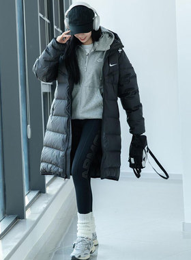 Nike耐克正品羽绒服女款冬季情侣款保暖休闲长款羽外套HQ4185-010