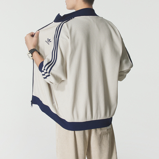 adidas阿迪达斯三叶草男士 华夫格立领运动宽松夹克外套KC2618 冬季