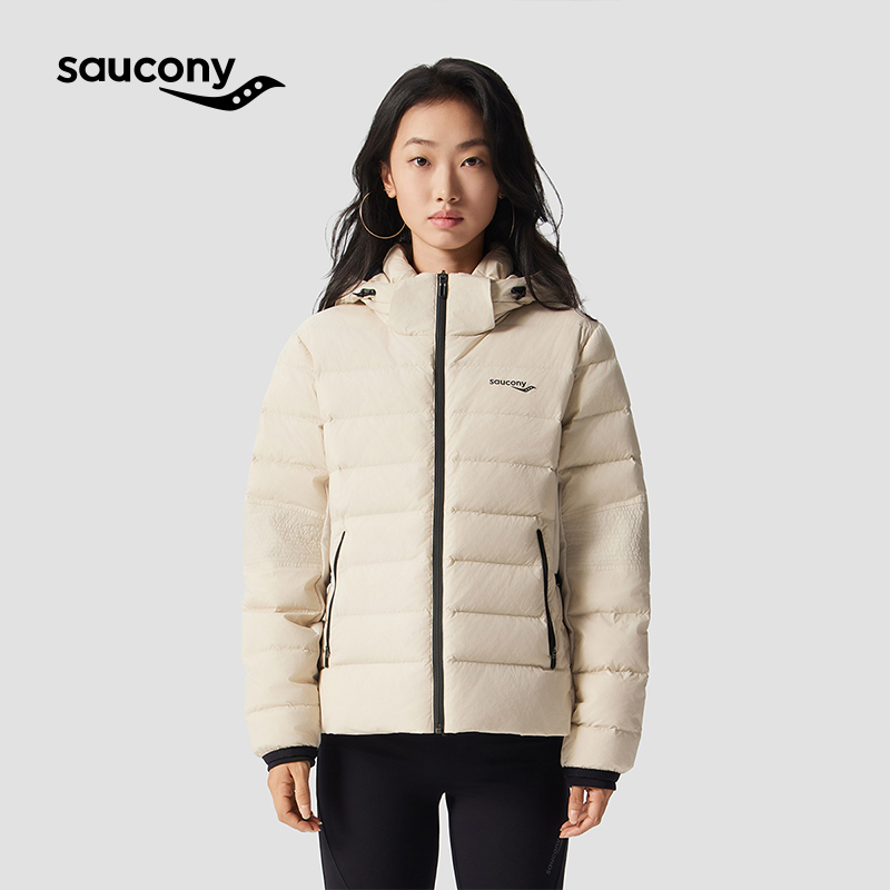 Saucony索康尼官方正品女装短款羽绒服冬季新款防风保暖连帽外套