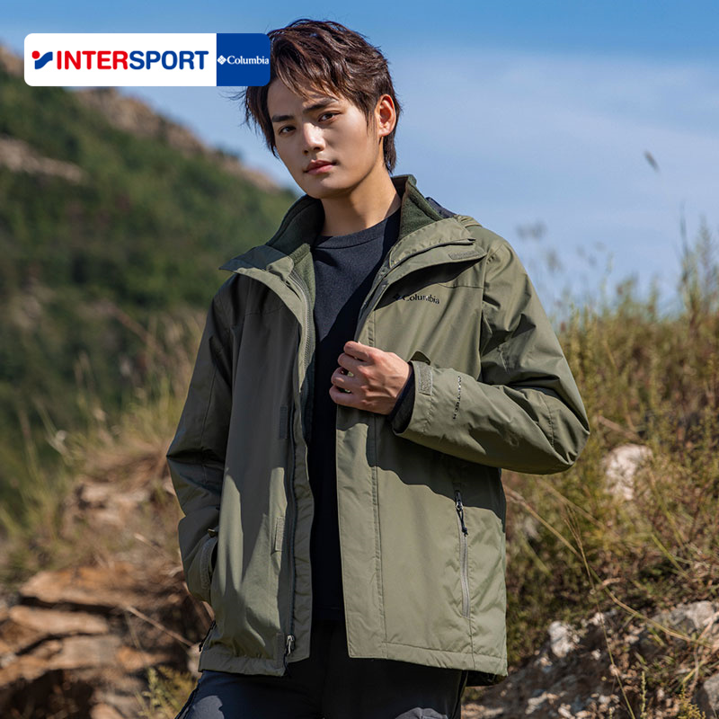 哥伦比亚冲锋衣外套男正品冬季新款户外防风保暖摇粒绒三合一夹克