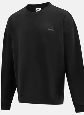 NIKE耐克圆领卫衣男装2025冬季黑色宽松休闲运动长袖套头衫IB8360