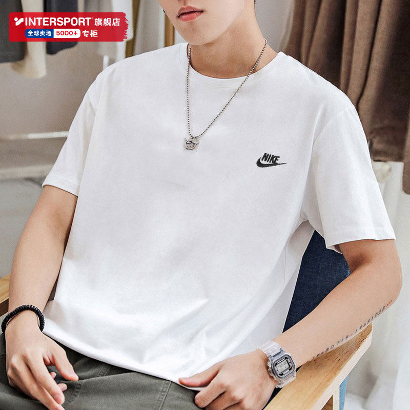 耐克官方正品短袖T恤男士运动服白色上衣半袖圆领休闲体恤AR4999