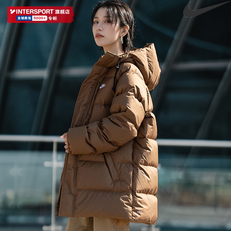 耐克情侣羽绒服女装2025冬季新款男士运动服中长款连帽外套IB2974