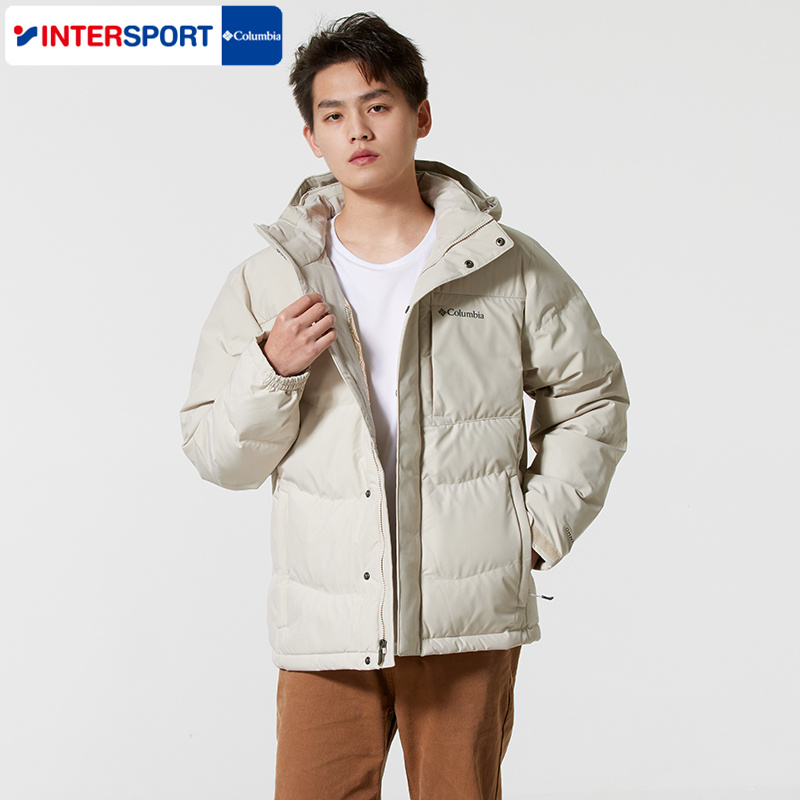 哥伦比亚连帽羽绒服男装冬季户外保暖金点无缝热压700蓬羽绒外套