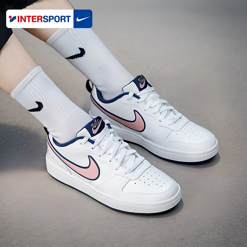 NIKE耐克官方休闲鞋女鞋2025冬季新款运动鞋粉色COURT板鞋大童鞋