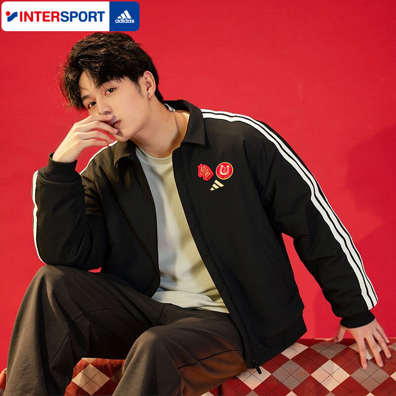 阿迪达斯男装2026马年新年款加绒运动休闲宽松翻领夹克外套KE4057