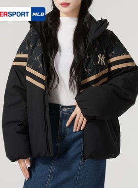 MLB官方羽绒服黑色男女装2025秋季新款运动服宽松上衣3ADJM0746