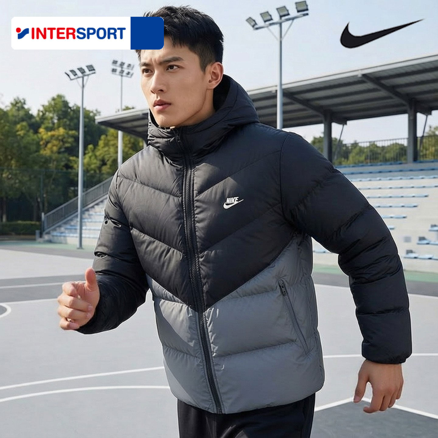 NIKE耐克羽绒服男款春季新款户外运动服装防风连帽服保暖羽绒外套