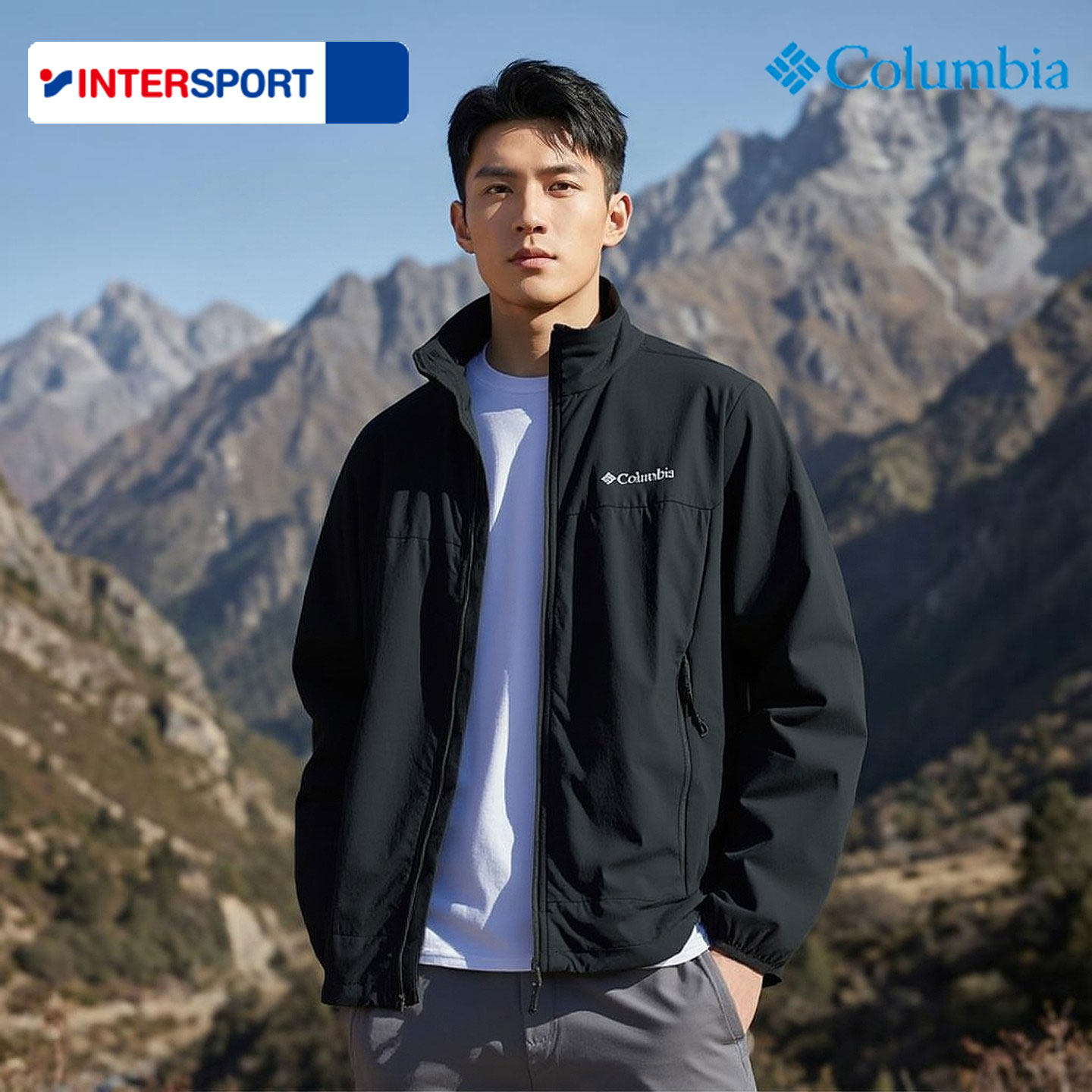 哥伦比亚户外休闲外套男装春季新款立领软壳夹克男士运动服WE5801