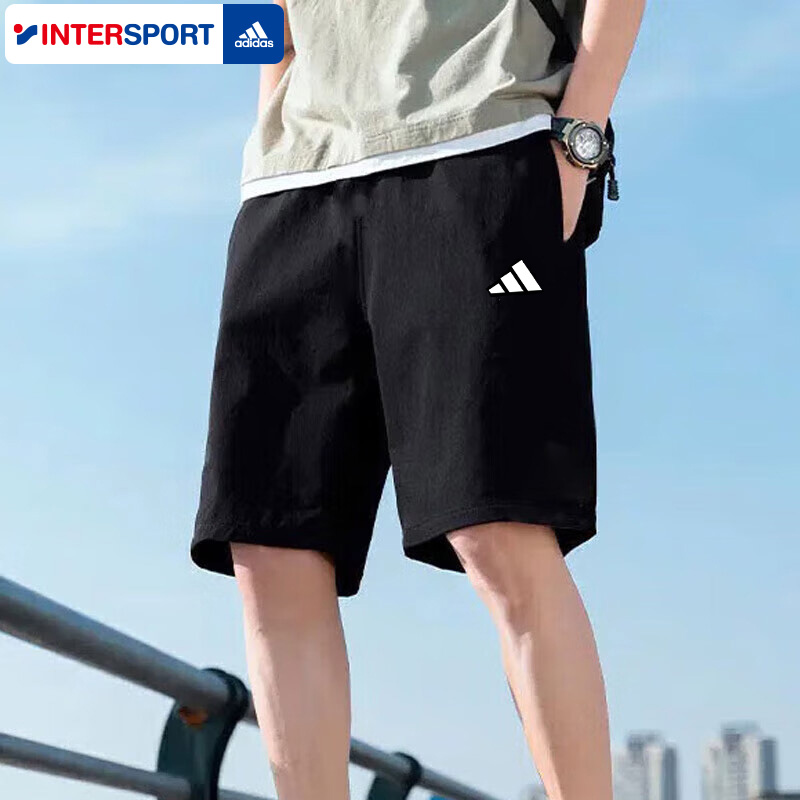 阿迪达斯时尚短裤男2024夏季运动裤舒适透气跑步健身五分裤休闲裤