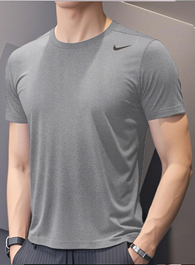 茵特丨NIKE耐克速干T恤男装官方正品男士夏季新款灰色运动短袖男