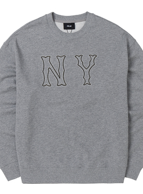 MLB官网灰色男女同款卫衣2025秋季NY印花logo圆领套头衫3AMTB3044