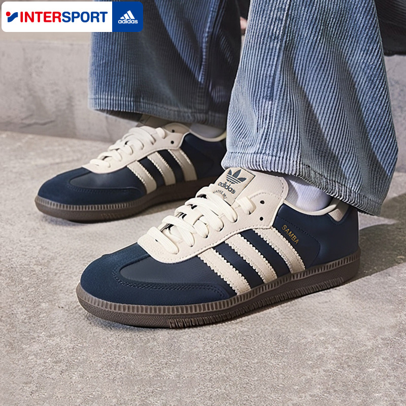 阿迪达斯三叶草男鞋女鞋冬季新款板鞋samba德训鞋蓝色T头鞋运动鞋