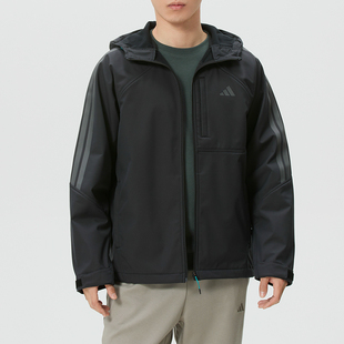 运动服梭织防风连帽男士 新款 夹克KR2496 2025冬季 阿迪达斯外套男装