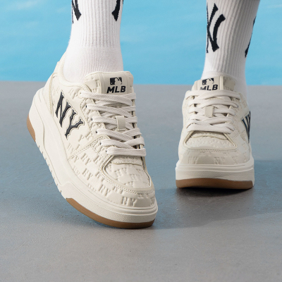 MLB官方男女情侣印刻老花时尚学长鞋2025秋季休闲鞋厚底增高板鞋