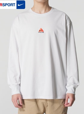 耐克白色长袖T恤男2025冬季新款运动服圆领打底套头衫上衣DR7754
