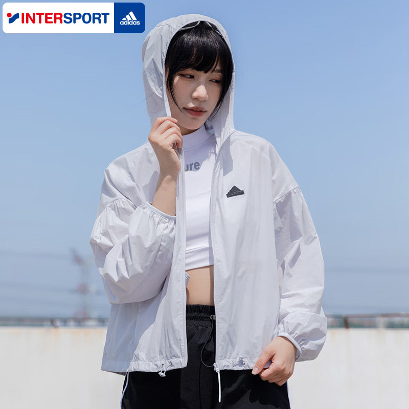 茵特丨阿迪达斯外套女2026新款白色运动服薄款透气皮肤衣梭织夹克图片