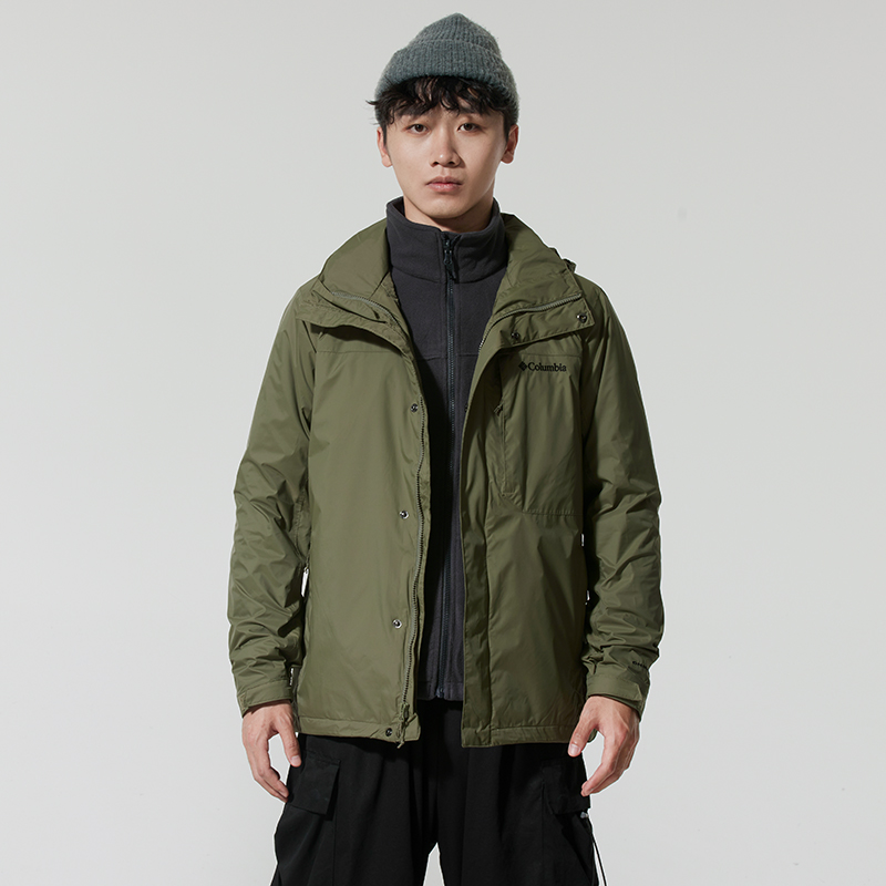 哥伦比亚冲锋衣男装2025秋冬户外徒步防水抓绒内胆三合一外套夹克