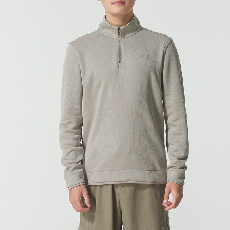 安德玛半拉链套头衫男2025秋季跑步训练运动服加绒长袖T恤6003722