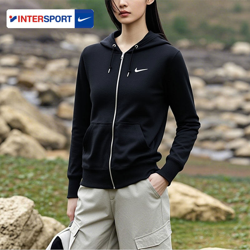 耐克官方正品针织连帽运动外套女