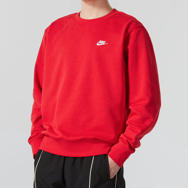 耐克nike衣服女款红色套头衫2025新年款圆领运动休闲卫衣潮FN3889