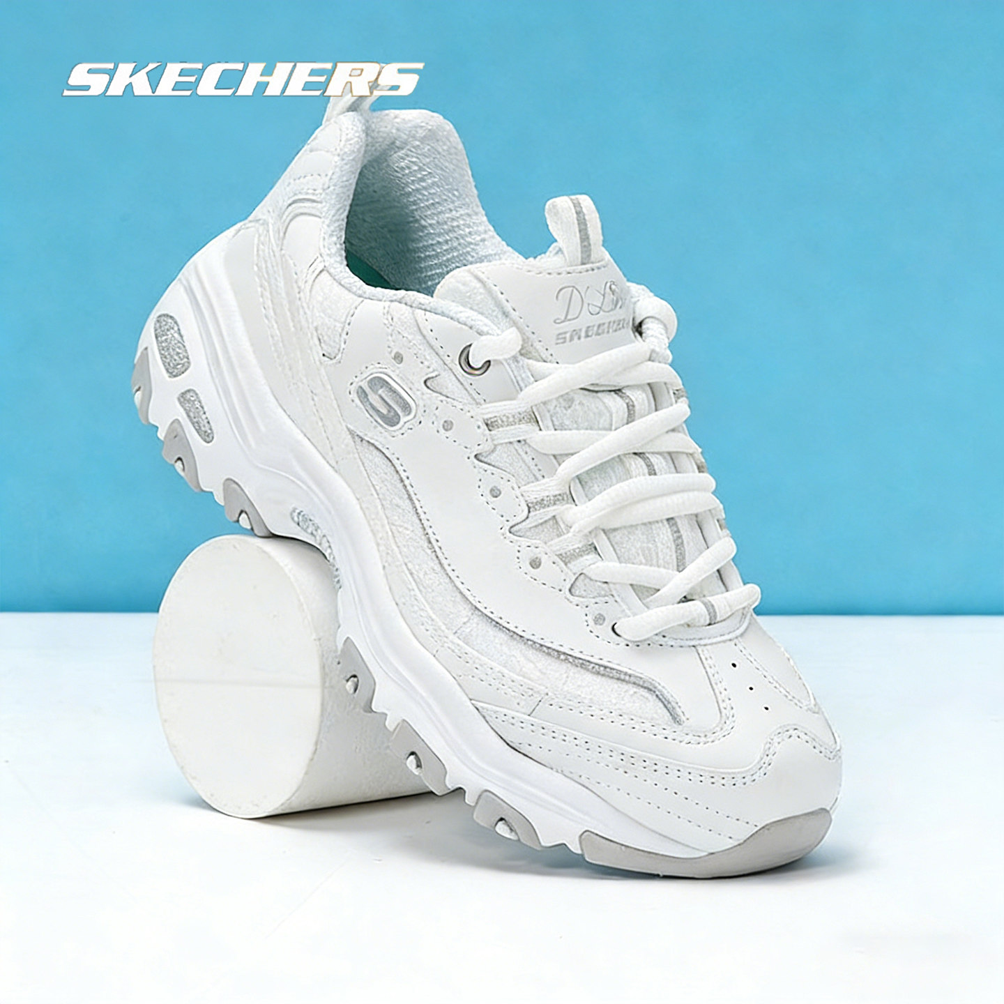 斯凯奇女鞋熊猫鞋春季新款小白鞋复古老爹鞋女款运动鞋休闲鞋鞋子