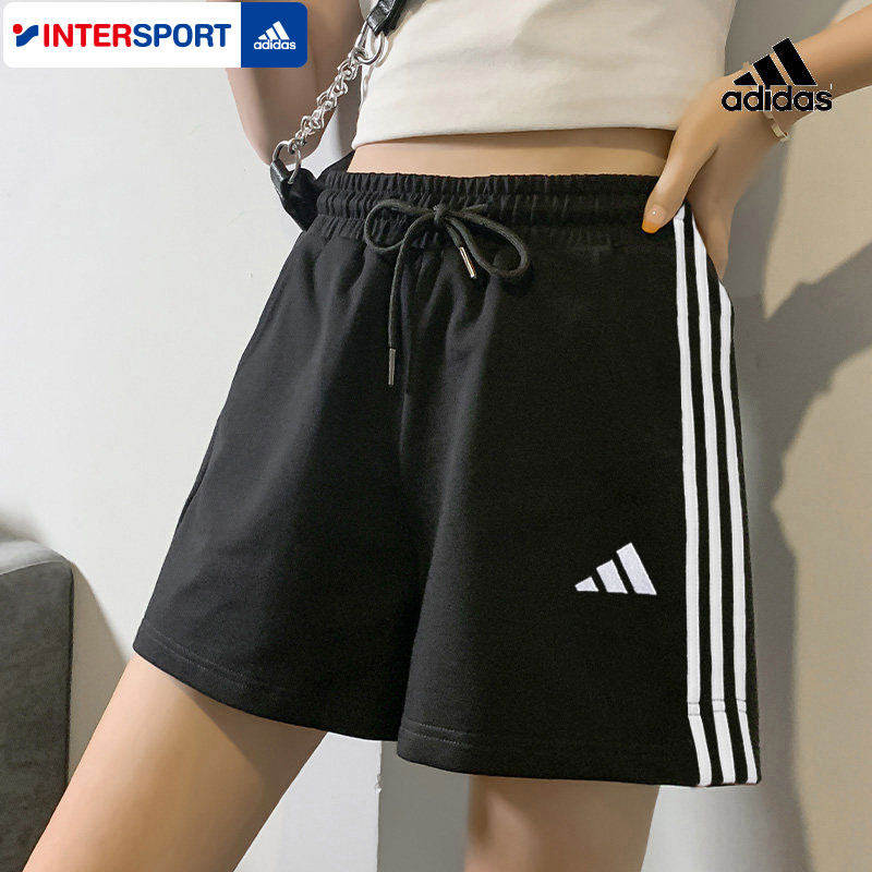 阿迪达斯短裤女裤2026夏季新款黑色透气运动裤针织休闲热裤JD0908