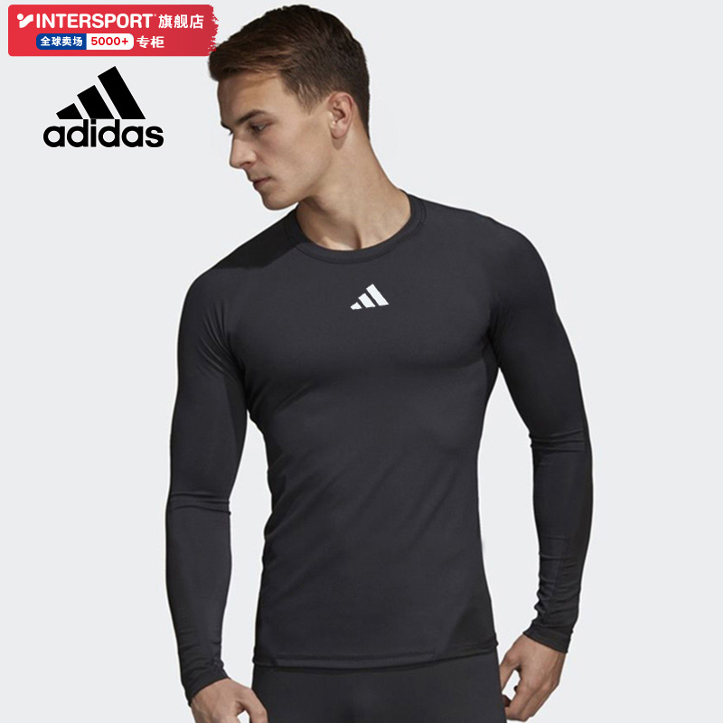 阿迪达斯运动T恤男短袖上衣长袖健身服跑步速干衣篮球训练紧身衣