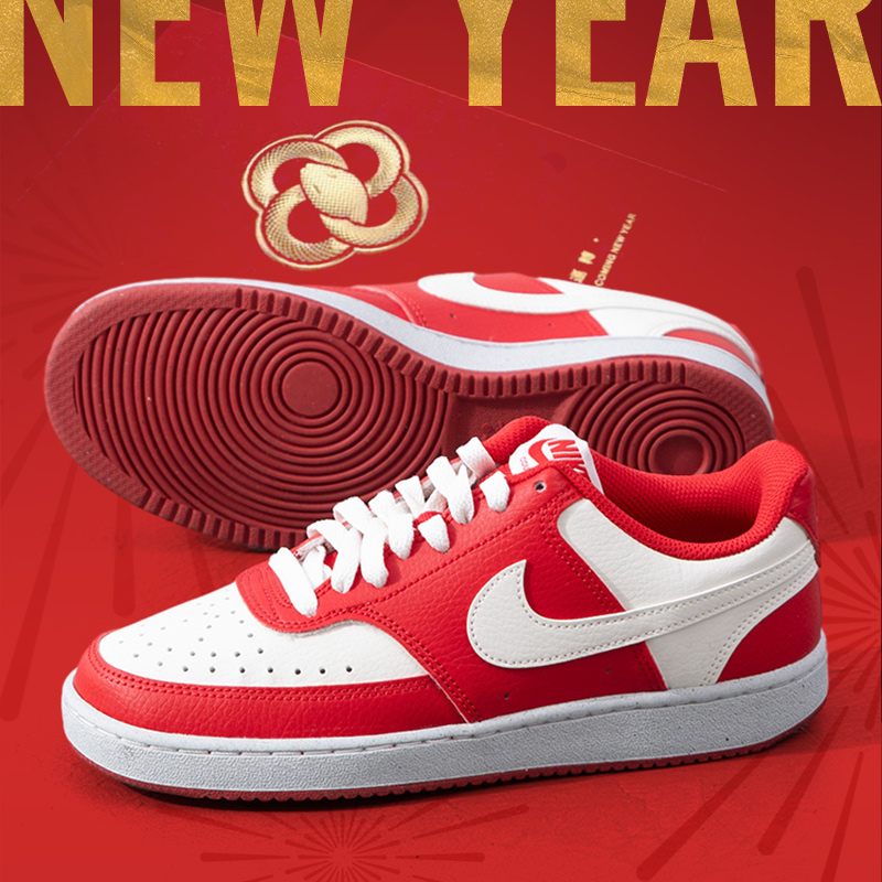 耐克NIKE正牌女鞋冬季新年款红色婚鞋简版AJ1运动休闲板鞋DH3158