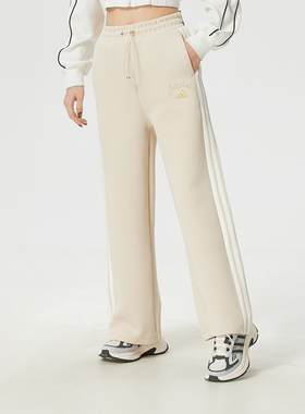 阿迪达斯女裤2026新年款直筒加厚针织高腰宽松运动阔腿裤KH2703