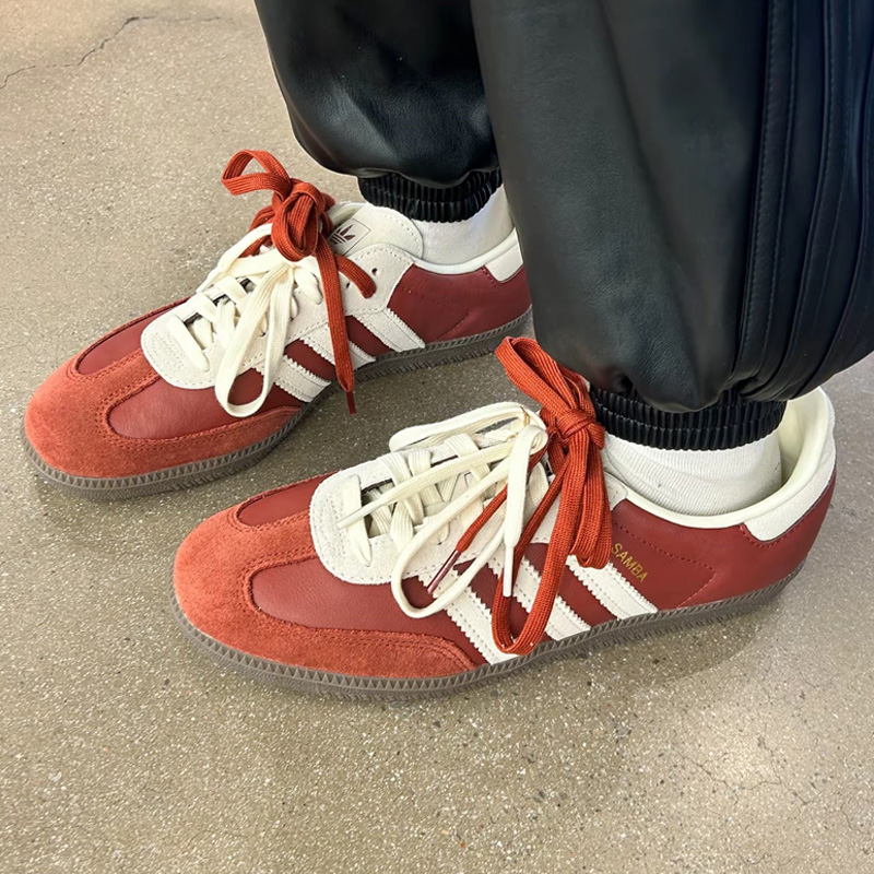 阿迪达斯三叶草红色德训鞋板鞋男鞋冬季新款运动鞋女款复古休闲鞋