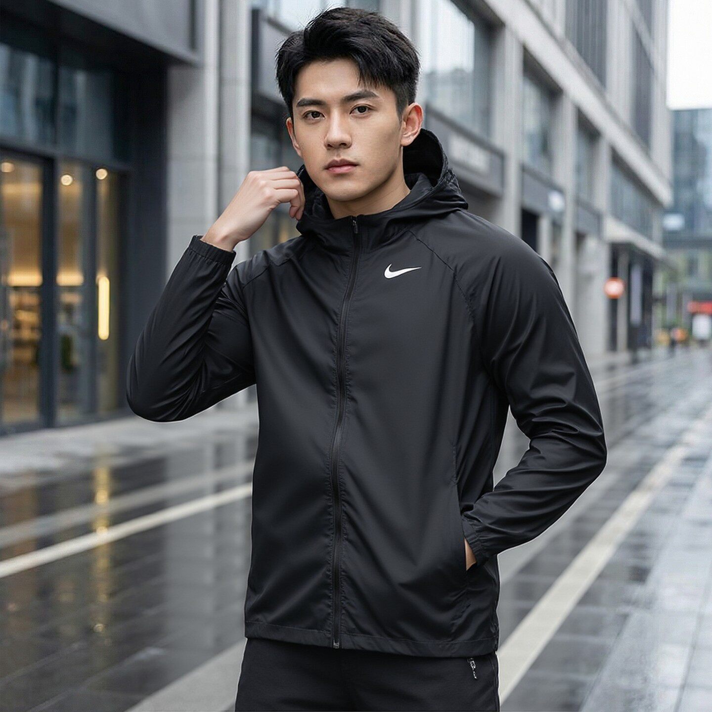 NIKE耐克男装外套春季新款跑步运动服防风梭织连帽夹克BV4871-010