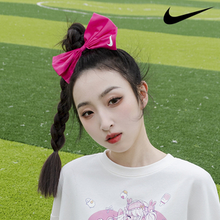 NIKE耐克旗舰店女子发圈蝴蝶结发饰头绳红色运动弹性发带CZ0545